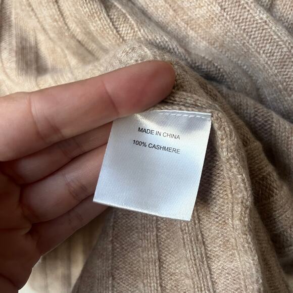 Quince 100% Mongolian Cashmere Beige Oatmeal Ribbed Midi Skirt Size S - Picture 6 of 7